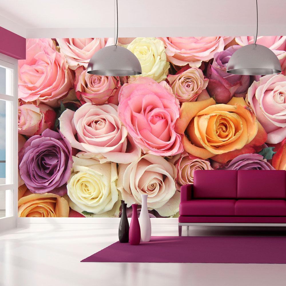 Wall Mural - Pastel roses-Wall Murals-ArtfulPrivacy