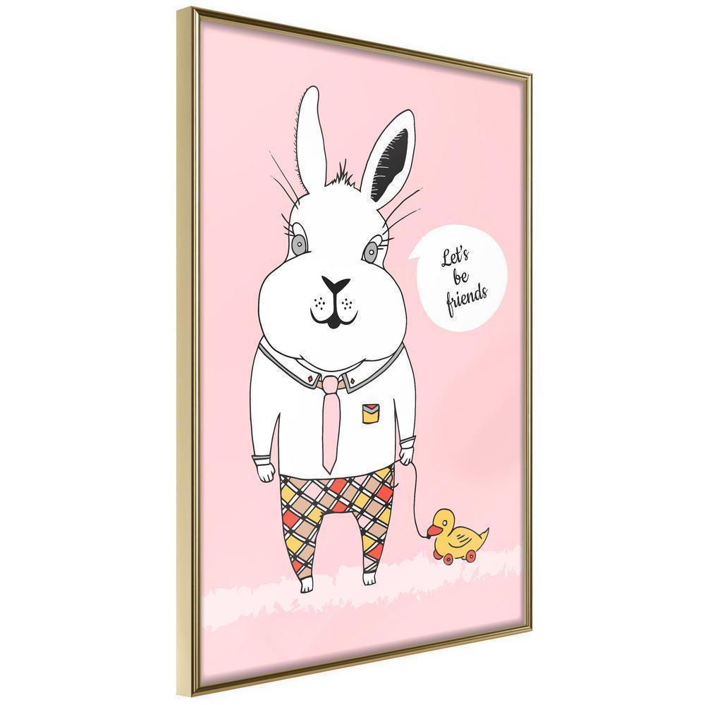 Nursery Room Wall Frame - Friendly Bunny-artwork for wall with acrylic glass protection