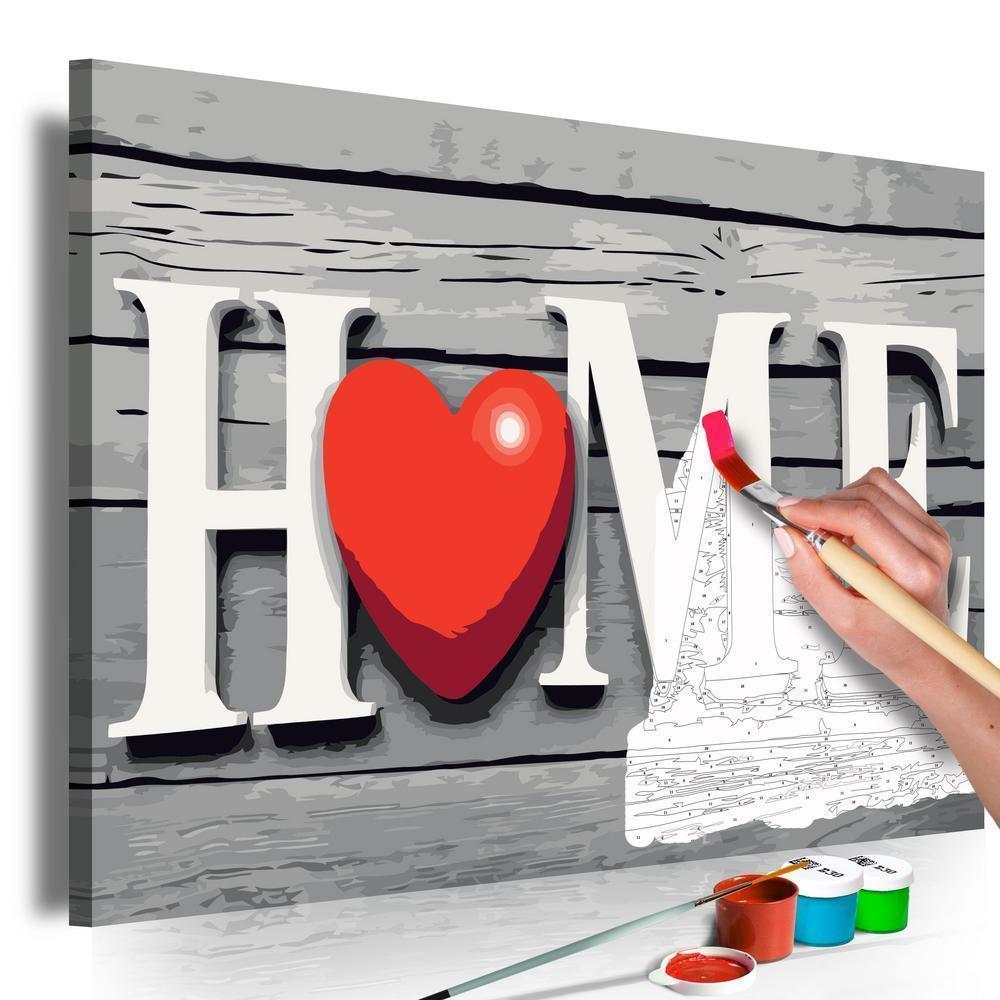 Start learning Painting - Paint By Numbers Kit - Home with Red Heart - new hobby