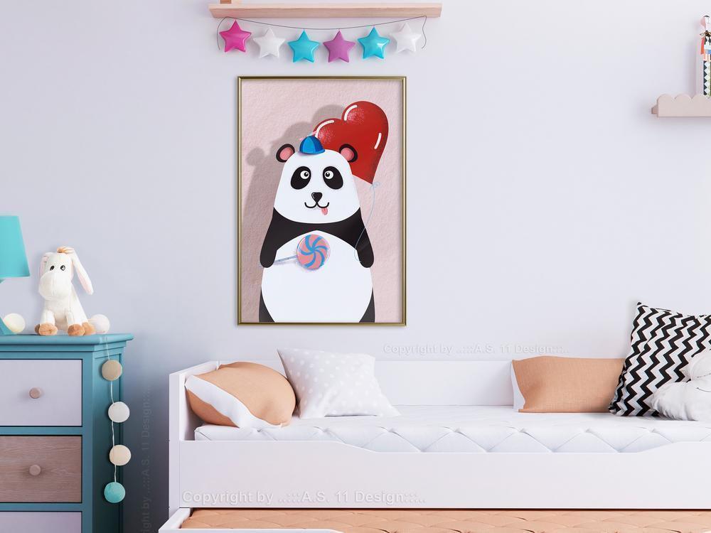 Nursery Room Wall Frame - Happy Panda-artwork for wall with acrylic glass protection