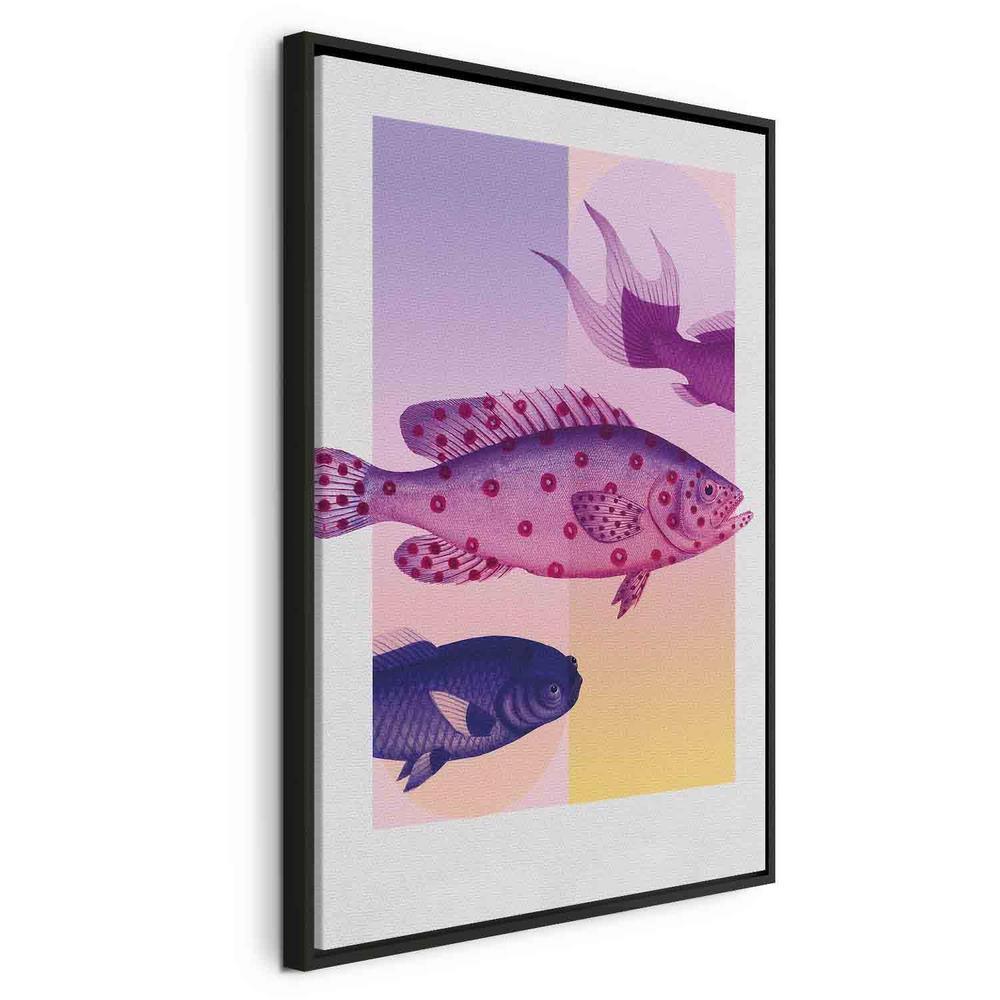 Impression sur toile - Poissons aux couleurs pastel - Poissons stylisés sur fond de formes dégradées