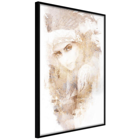 Vintage Motif Wall Decor - Mysterious Look (Beige)-artwork for wall with acrylic glass protection