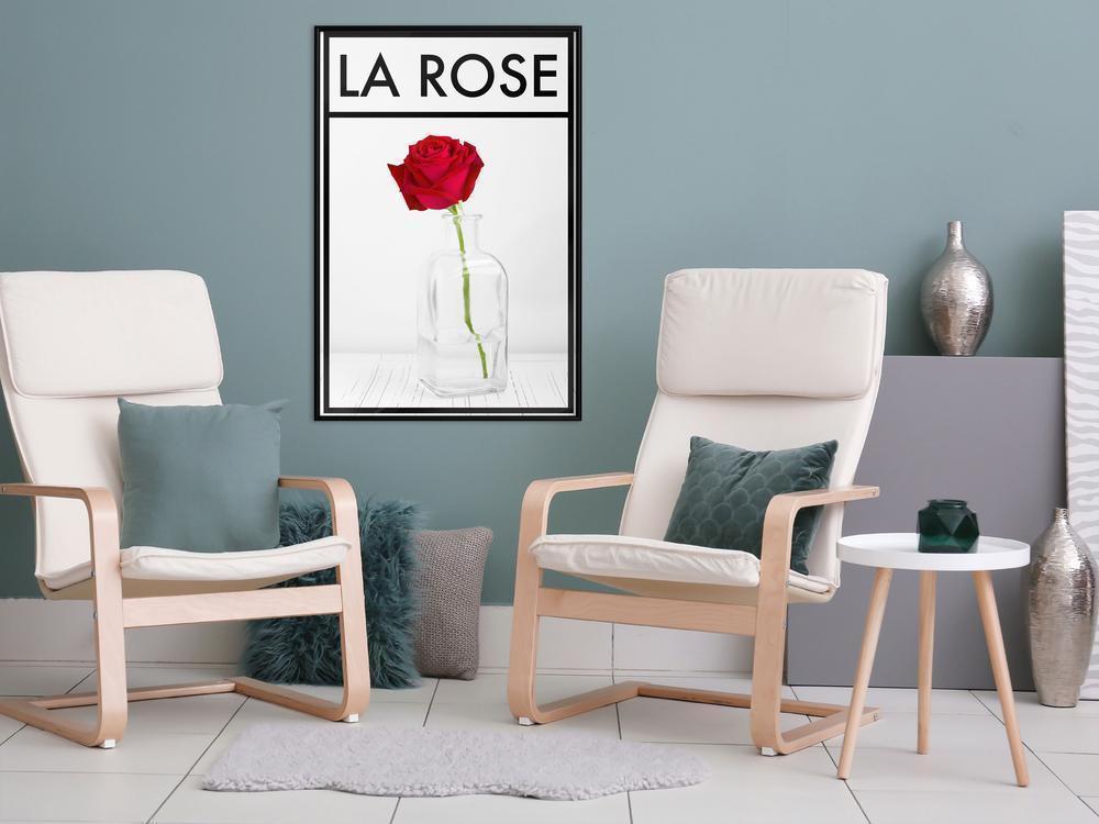 Typography Framed Art Print - Rose in the Vase-artwork for wall with acrylic glass protection