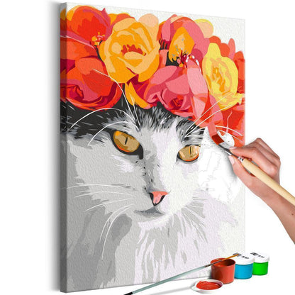 Kit de peinture par numéros - Chat fleuri 