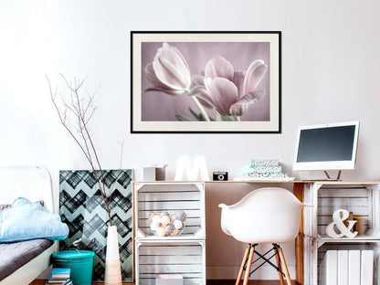 Botanical Wall Art - Pastel Tulips I-artwork for wall with acrylic glass protection