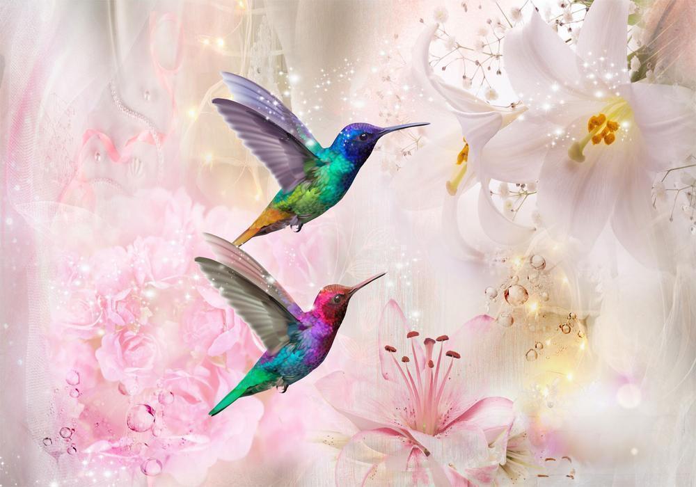 Wall Mural - Colourful Hummingbirds (Pink)-Wall Murals-ArtfulPrivacy