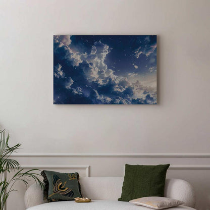 Impression sur toile - Nuages ​​étoilés et lumière délicate sur un coin du ciel