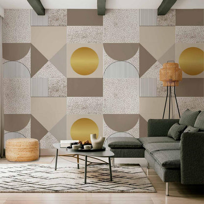 Wall Mural - Beige and Gold Geometric Pattern