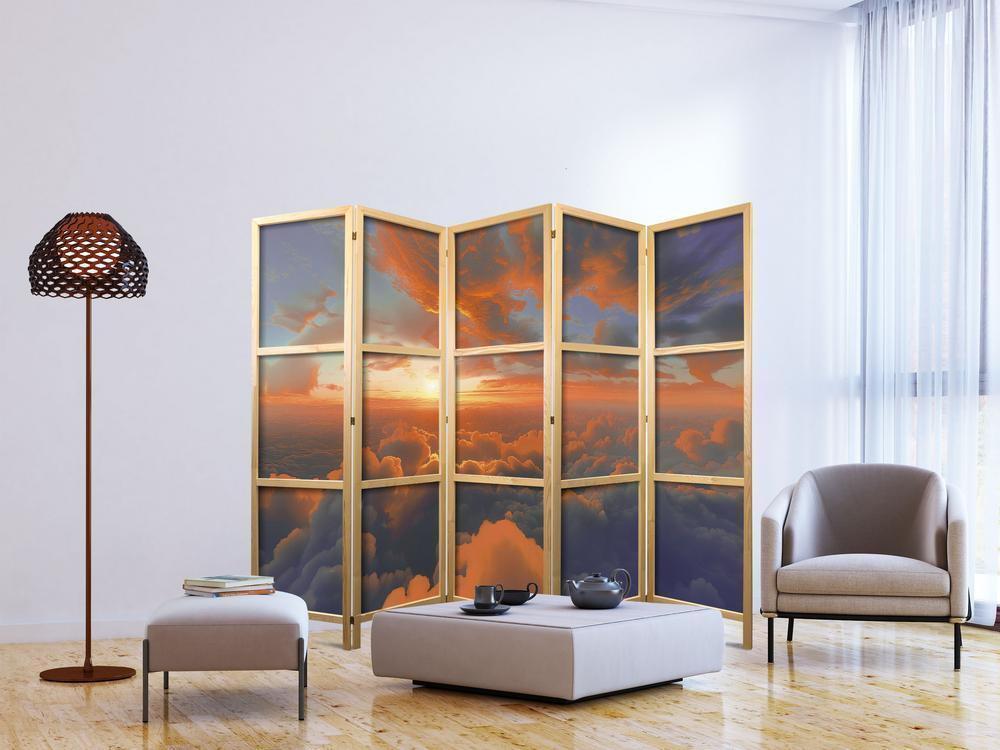 Japanese Room Divider - When Dawn Tickles the Clouds: A Spectacle of Colors on the Morning Sky