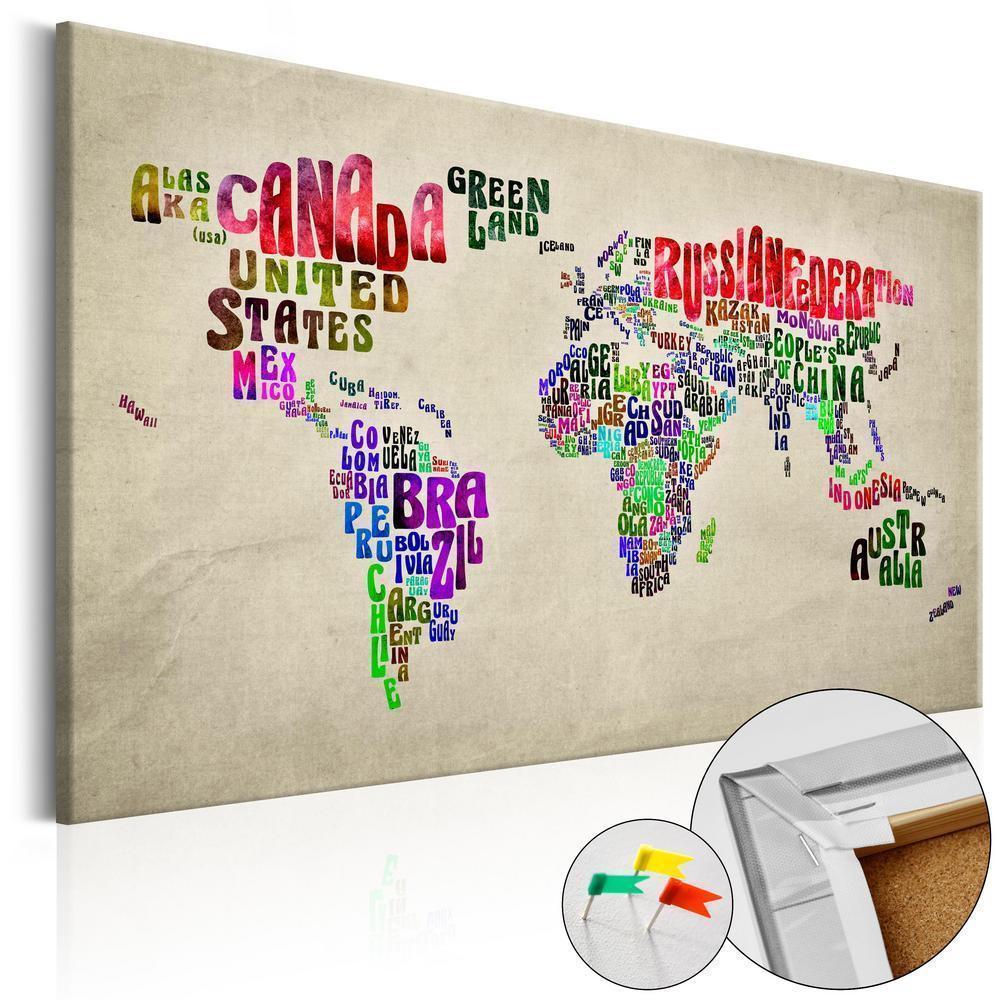 Cork board Canvas with design - Decorative Pinboard - Global Tournée (EN)-ArtfulPrivacy