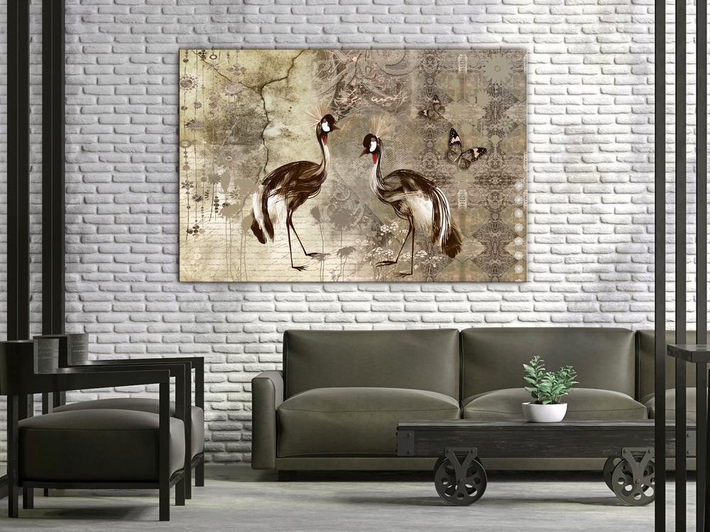 Canvas Print - Retro Cranes (1 Part) Wide-ArtfulPrivacy-Wall Art Collection