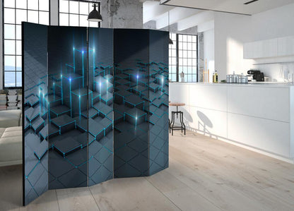 Decorative partition-Room Divider - Black City II-Folding Screen Wall Panel by ArtfulPrivacy