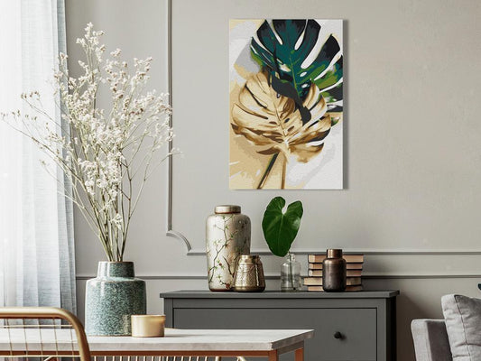 Start learning Painting - Paint By Numbers Kit - Golden Monstera - new hobby