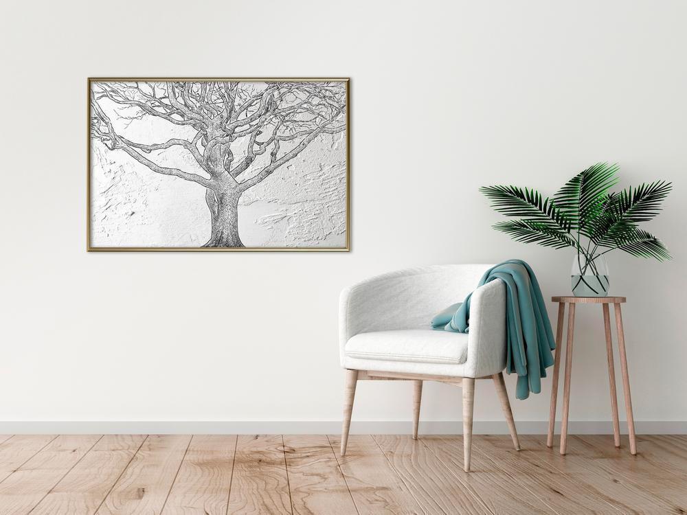 Black and white Wall Frame - Tangled Branches-artwork for wall with acrylic glass protection