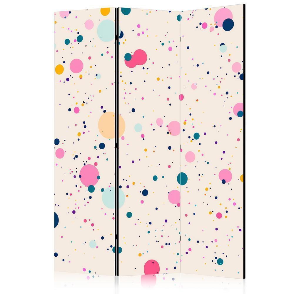 Room Divider - Dots - Spots and Splashes Multicolored - Cheerful Pattern on a Light Pink Background