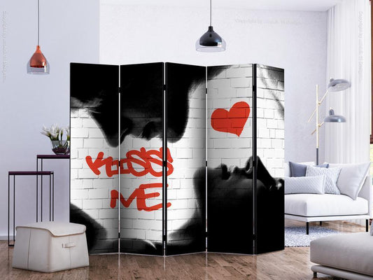 Decorative partition-Room Divider - Kiss me II-Folding Screen Wall Panel by ArtfulPrivacy