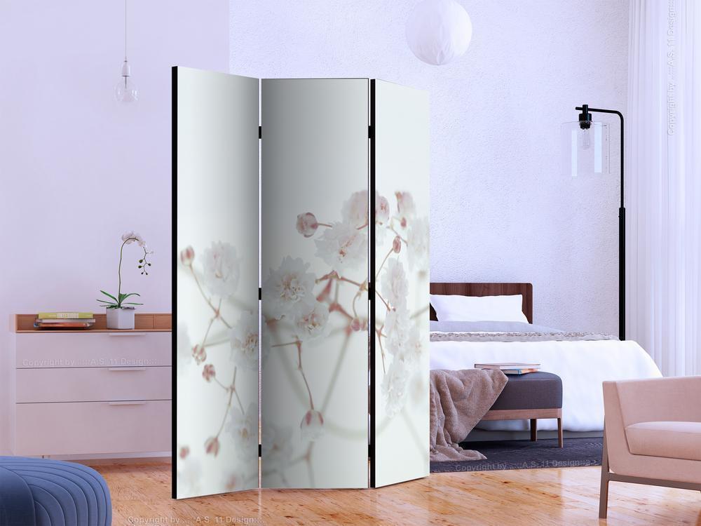Decorative partition-Room Divider - White Flowers-Folding Screen Wall Panel by ArtfulPrivacy