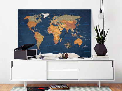 Canvas Print - World Map: Ink Oceans-ArtfulPrivacy-Wall Art Collection