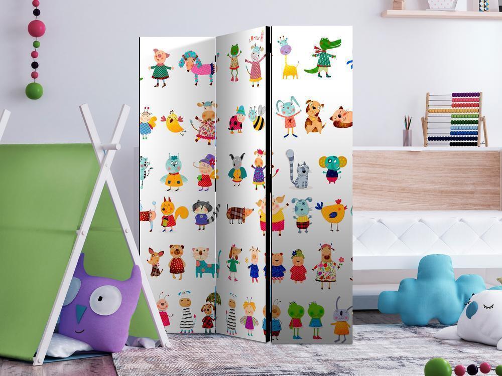 Decorative partition-Room Divider - Cartoon Pets-Folding Screen Wall Panel by ArtfulPrivacy