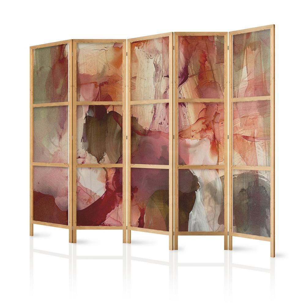 Japanese Room Divider - Rose Abstraction - Spilled Watercolor Paint in Spring Colors