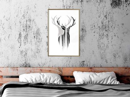 Black and White Framed Poster - Guardian of the Forest-artwork for wall with acrylic glass protection