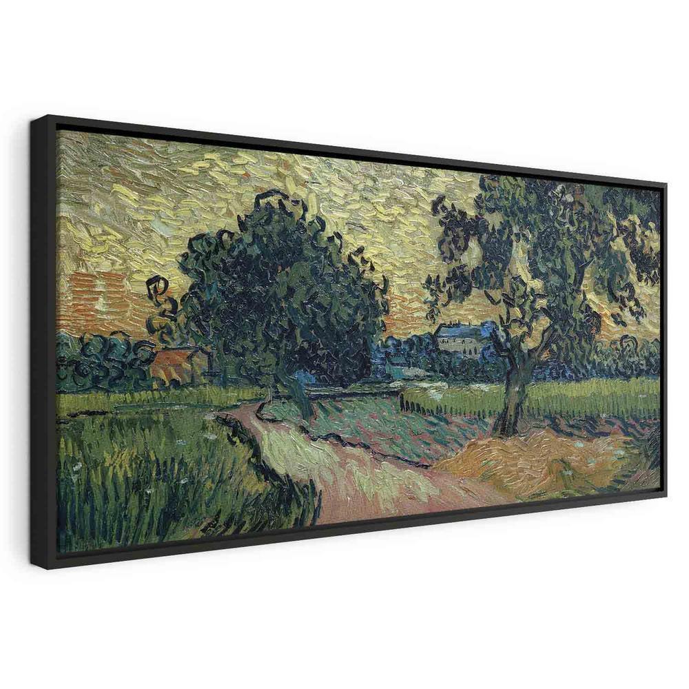 Impression sur toile - Paysage avec le château d'Auvers au coucher du soleil (Vincent Van Gogh)