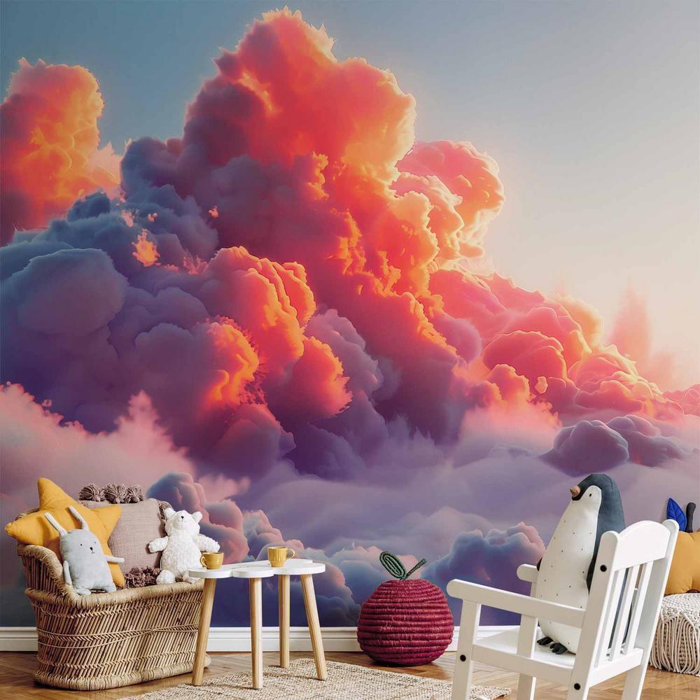 Wall Mural - Twilight Spectacle: Clouds in Shades of Pink and Violet