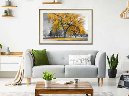 Botanical Wall Art - Golden Tree-artwork for wall with acrylic glass protection