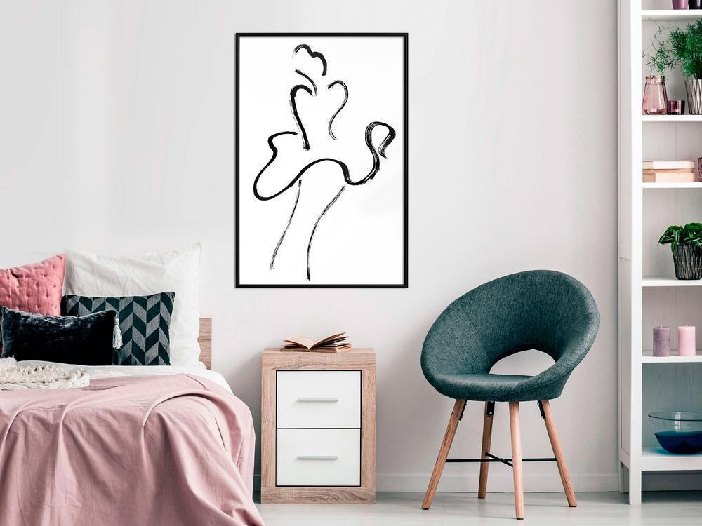 Black and White Framed Poster - Marilyn Outline-artwork for wall with acrylic glass protection