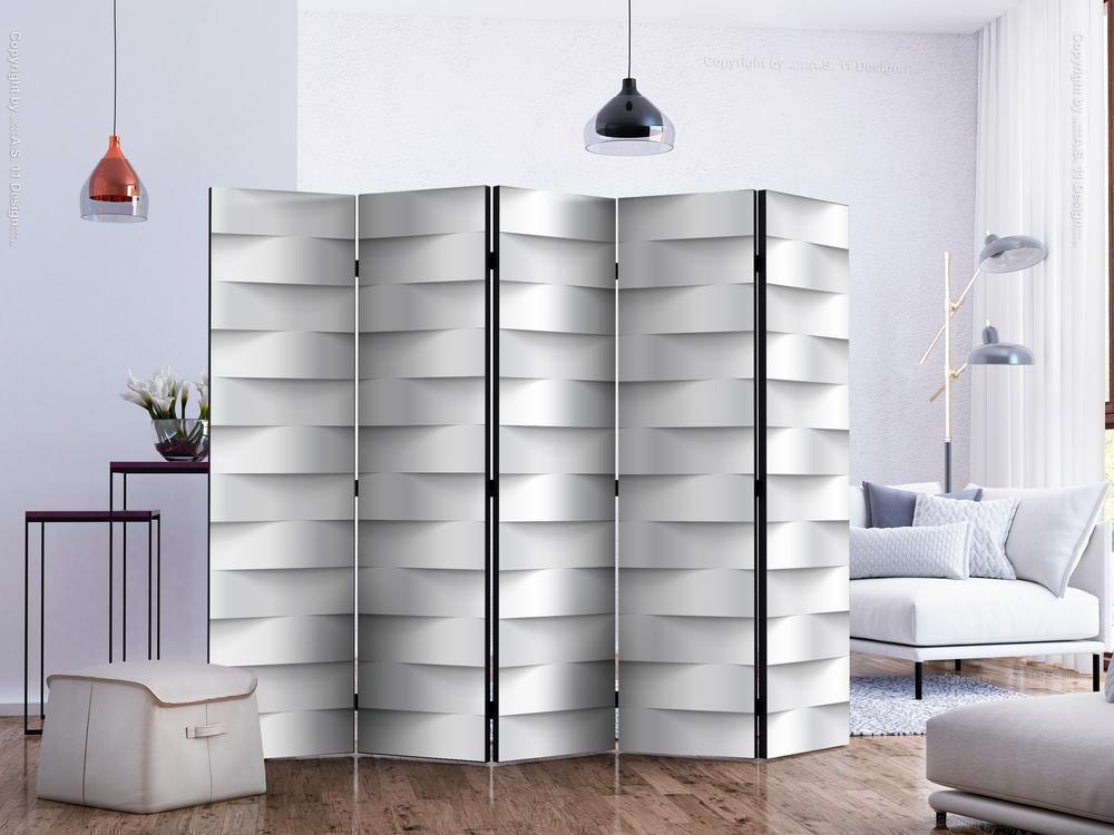 Decorative partition-Room Divider - White Illusion II-Folding Screen Wall Panel by ArtfulPrivacy