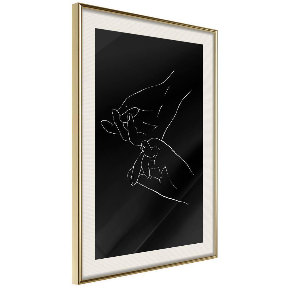 Black and White Framed Poster - Joined Hands (Black)-artwork for wall with acrylic glass protection