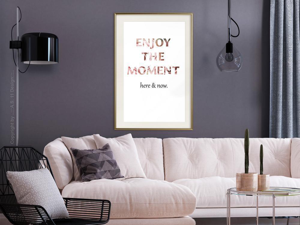 Motivational Wall Frame - Here and Now-artwork for wall with acrylic glass protection