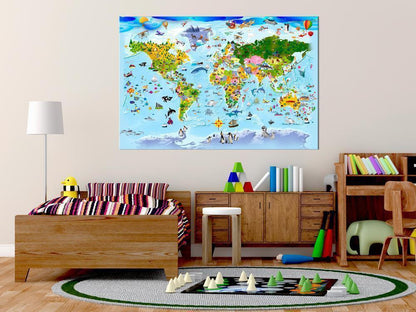 Cork board Canvas with design - Decorative Pinboard - Children's Map: Colourful Travels-ArtfulPrivacy
