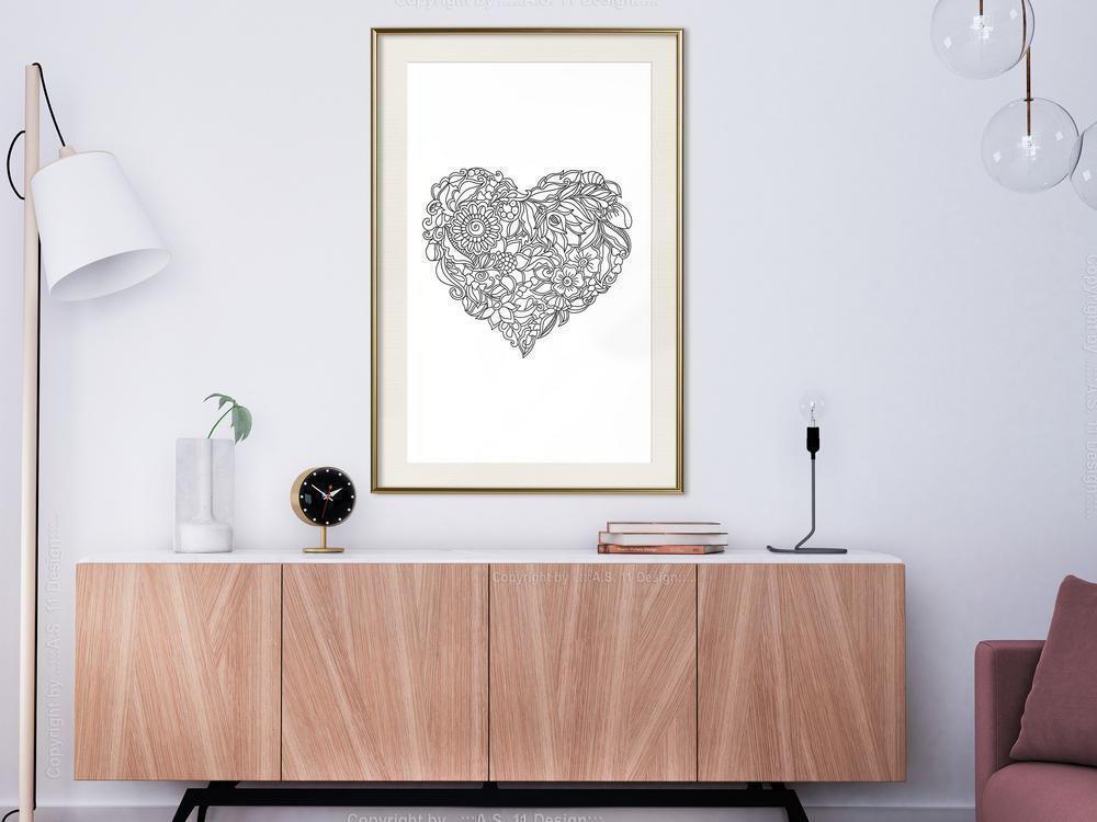 Black and White Framed Poster - Fulfillment of Love-artwork for wall with acrylic glass protection