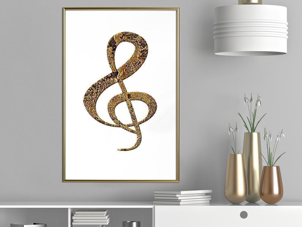 Golden Art Poster - Golden Treble Clef-artwork for wall with acrylic glass protection