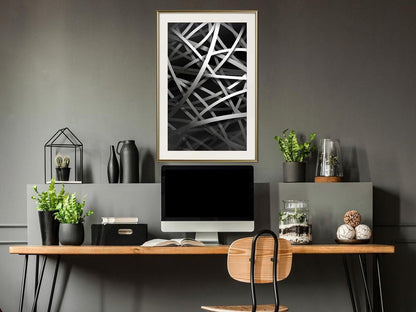 Black and white Wall Frame - Tangle-artwork for wall with acrylic glass protection