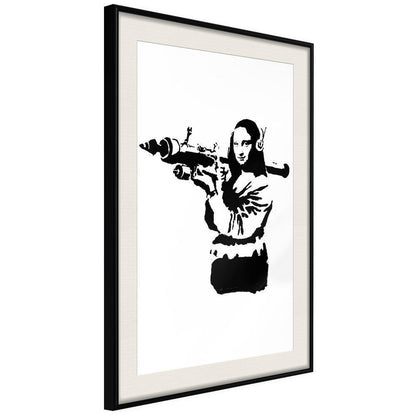 Urban Art Frame - Banksy: Mona Lisa with Bazooka II-artwork for wall with acrylic glass protection