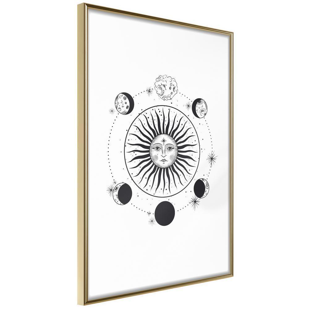 Black and white Wall Frame - Sun and Moon-artwork for wall with acrylic glass protection