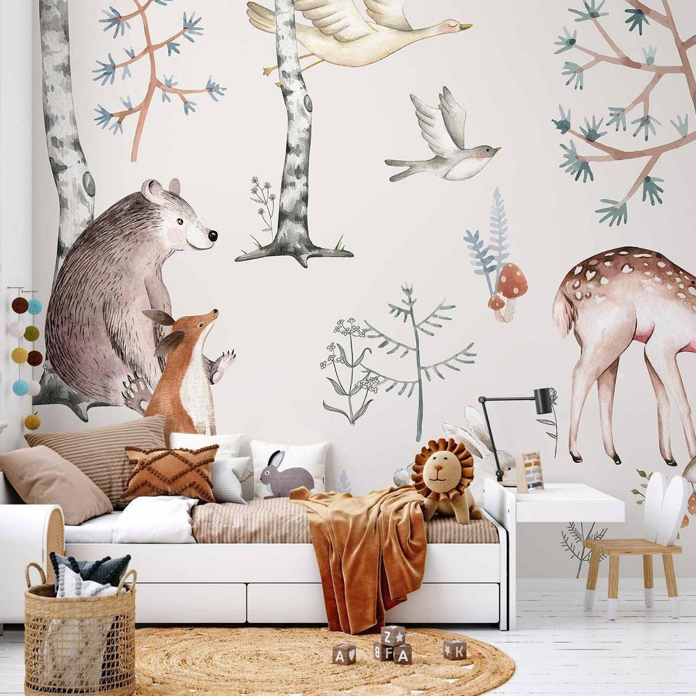 Wall Mural - Forest Land With Animals Painted in Watercolours