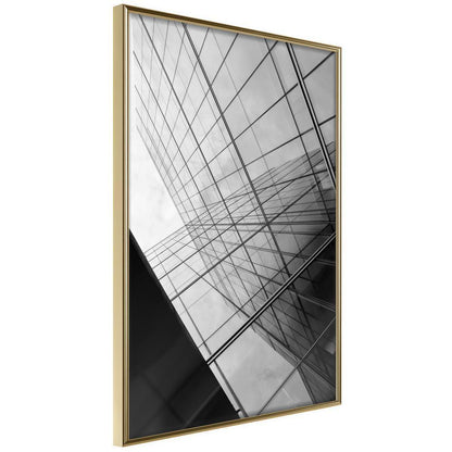 Black and White Framed Poster - Steel and Glass (Grey)-artwork for wall with acrylic glass protection