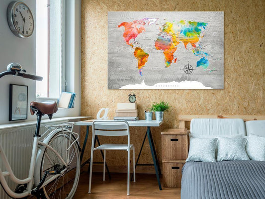 Cork board Canvas with design - Decorative Pinboard - Multicolored Travels-ArtfulPrivacy