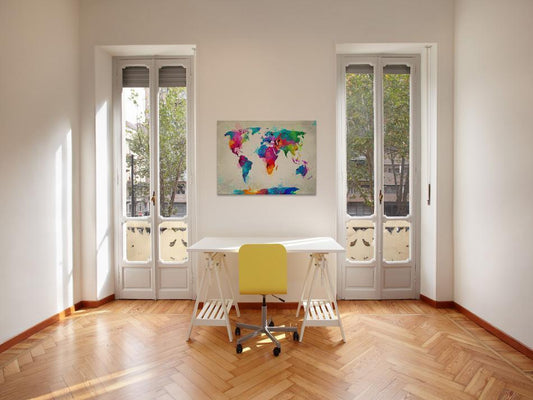 Canvas Print - Map of the world - an explosion of colors-ArtfulPrivacy-Wall Art Collection