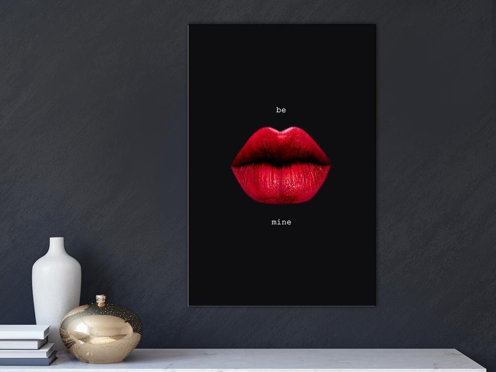 Canvas Print - Red Lips (1-part) - Black Background with English Text-ArtfulPrivacy-Wall Art Collection