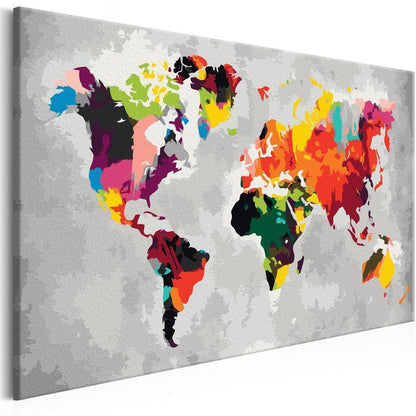 Start learning Painting - Paint By Numbers Kit - World Map (Bright Colours) - new hobby