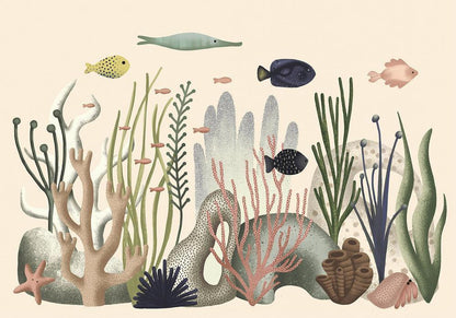 Wall Mural - Underwater World - Fish and Corals in Pastel Colours