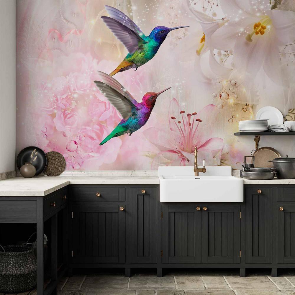 Wall Mural - Colourful Hummingbirds (Pink)