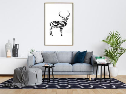 Black and White Framed Poster - Marble Stag-artwork for wall with acrylic glass protection