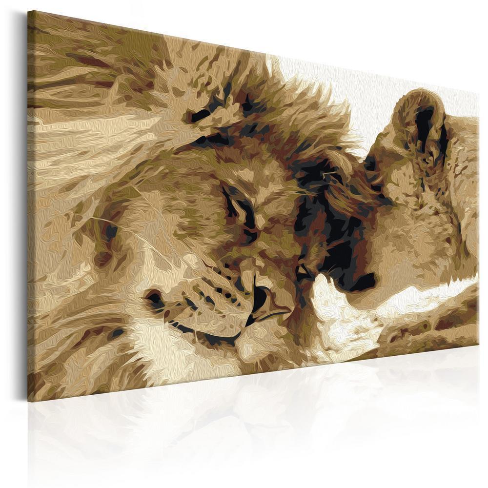 Start learning Painting - Paint By Numbers Kit - Lions In Love - new hobby