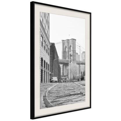 Black and White Framed Poster - Postcard from New York-artwork for wall with acrylic glass protection