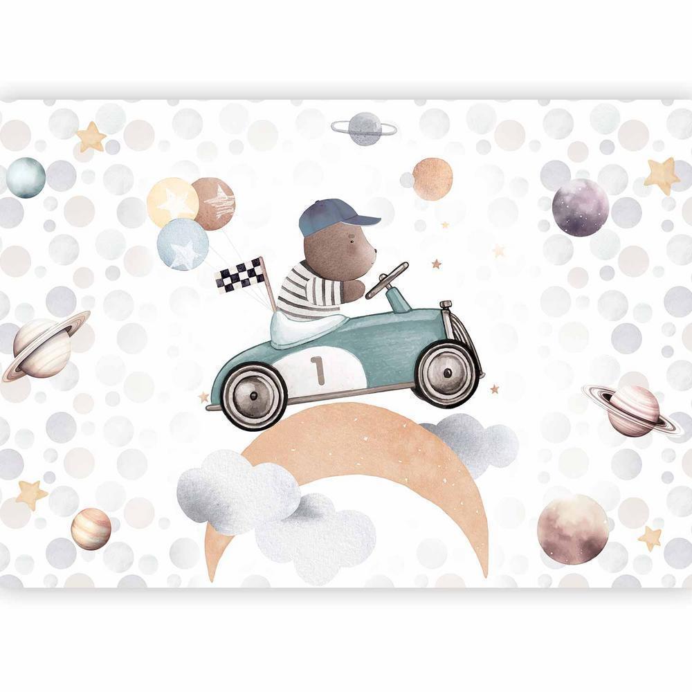 Wall Mural - Teddy Bear in a Racing Car